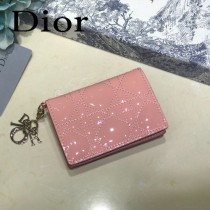 DIOR迪奧 編號0011-05原版皮新款Lady Dior藤格紋漆皮革翻蓋式卡套