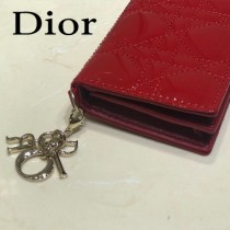 DIOR迪奧 編號0011-06原版皮新款Lady Dior藤格紋漆皮革翻蓋式卡套