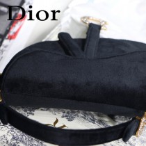 DIOR迪奧原版皮Saddle 天鵝絨系列 絲絨馬鞍包-01