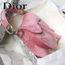 DIOR迪奧原版皮Saddle 天鵝絨系列 絲絨馬鞍包-03