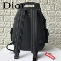 DIOR迪奧原版皮春夏新款 黑色粒面觸感小牛皮和白色縫線肩背包