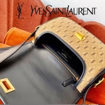 YSL-04 YSL聖羅蘭新款原版皮 小號馬鞍帆布挎包