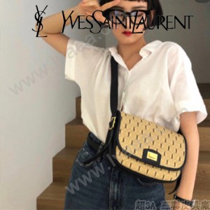 YSL-06 YSL聖羅蘭新款原版皮 中號馬鞍帆布挎包