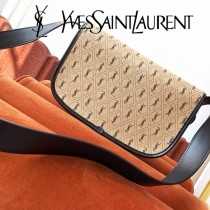 YSL-06 YSL聖羅蘭新款原版皮 中號馬鞍帆布挎包