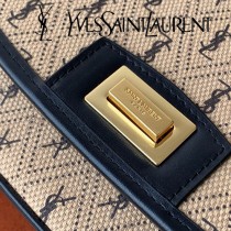 YSL-06 YSL聖羅蘭新款原版皮 中號馬鞍帆布挎包