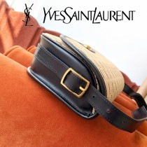 YSL-06 YSL聖羅蘭新款原版皮 中號馬鞍帆布挎包