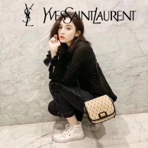 YSL-04 YSL聖羅蘭新款原版皮 小號馬鞍帆布挎包