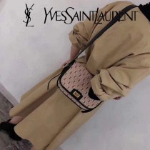 YSL-06 YSL聖羅蘭新款原版皮 中號馬鞍帆布挎包