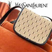 YSL-04 YSL聖羅蘭新款原版皮 小號馬鞍帆布挎包