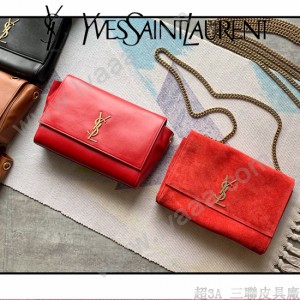 YSL-12-1 YSL聖羅蘭新款原版皮經典KATE正反兩用包，平紋皮麂皮