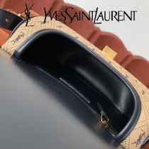 YSL-04 YSL聖羅蘭新款原版皮 小號馬鞍帆布挎包