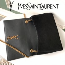 YSL-12 YSL聖羅蘭新款原版皮經典KATE正反兩用包，平紋皮麂皮