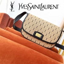 YSL-06 YSL聖羅蘭新款原版皮 中號馬鞍帆布挎包
