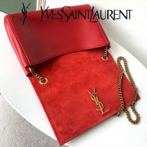 YSL-12-1 YSL聖羅蘭新款原版皮經典KATE正反兩用包，平紋皮麂皮