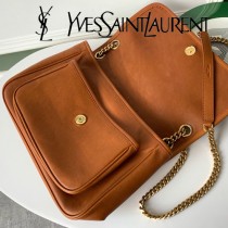 YSL-17 YSL新款Niki中號爆款新皮料雙色烤焦油皮斜挎包郵差包