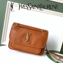 YSL-17 YSL新款Niki中號爆款新皮料雙色烤焦油皮斜挎包郵差包