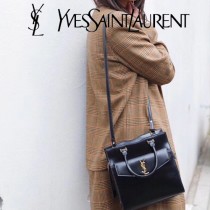 YSL-18-1 YSL聖羅蘭新款原版皮 UPTOWN小號鏡面小牛皮手提包