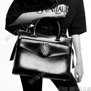 YSL-23-1 YSL聖羅蘭新款原版皮 UPTOWN大號鏡面小牛皮手提
