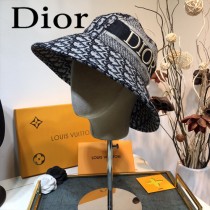 Dior迪奧官網新漁夫帽 字母印花logo 大帽檐遮陽帽，爆款漁夫帽