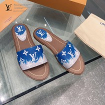 LV-01  路易威登 最高版本經典超級糖果色最新老花布料厚底涼拖