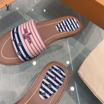 LV-04  路易威登 最高版本經典超級糖果色最新老花布料厚底涼拖