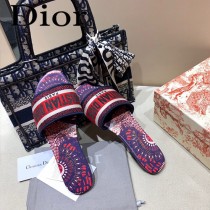 Dior-13  代購頂級春夏膠囊系列立體刺繡度假平底字母拖