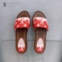 LV-02  路易威登 最高版本經典超級糖果色最新老花布料厚底涼拖