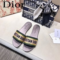 Dior-03  代購頂級春夏膠囊系列立體刺繡度假平底字母拖
