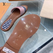 LV-04  路易威登 最高版本經典超級糖果色最新老花布料厚底涼拖