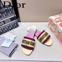Dior-01  代購頂級春夏膠囊系列立體刺繡度假平底字母拖