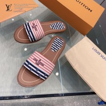 LV-04  路易威登 最高版本經典超級糖果色最新老花布料厚底涼拖