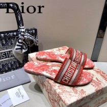 Dior-12  代購頂級春夏膠囊系列立體刺繡度假平底字母拖