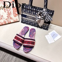 Dior-13  代購頂級春夏膠囊系列立體刺繡度假平底字母拖