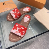 LV-02  路易威登 最高版本經典超級糖果色最新老花布料厚底涼拖