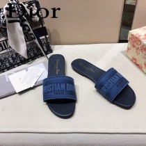 Dior-04  代購頂級春夏膠囊系列立體刺繡度假平底字母拖