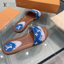 LV-01  路易威登 最高版本經典超級糖果色最新老花布料厚底涼拖