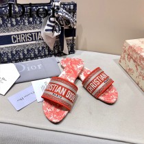 Dior-12  代購頂級春夏膠囊系列立體刺繡度假平底字母拖