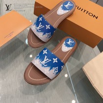 LV-01  路易威登 最高版本經典超級糖果色最新老花布料厚底涼拖