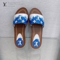 LV-01  路易威登 最高版本經典超級糖果色最新老花布料厚底涼拖