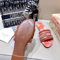 Dior-12  代購頂級春夏膠囊系列立體刺繡度假平底字母拖