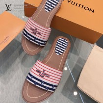 LV-04  路易威登 最高版本經典超級糖果色最新老花布料厚底涼拖