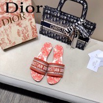 Dior-12  代購頂級春夏膠囊系列立體刺繡度假平底字母拖