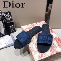 Dior-04  代購頂級春夏膠囊系列立體刺繡度假平底字母拖