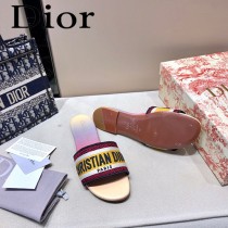 Dior-01  代購頂級春夏膠囊系列立體刺繡度假平底字母拖