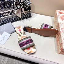 Dior-08  代購頂級春夏膠囊系列立體刺繡度假平底字母拖