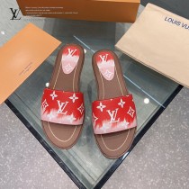 LV-02  路易威登 最高版本經典超級糖果色最新老花布料厚底涼拖