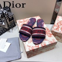 Dior-13  代購頂級春夏膠囊系列立體刺繡度假平底字母拖