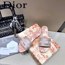 Dior-15  代購頂級春夏膠囊系列立體刺繡度假平底字母拖
