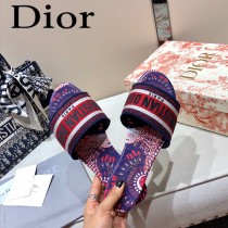 Dior-13  代購頂級春夏膠囊系列立體刺繡度假平底字母拖