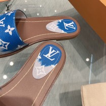 LV-01  路易威登 最高版本經典超級糖果色最新老花布料厚底涼拖